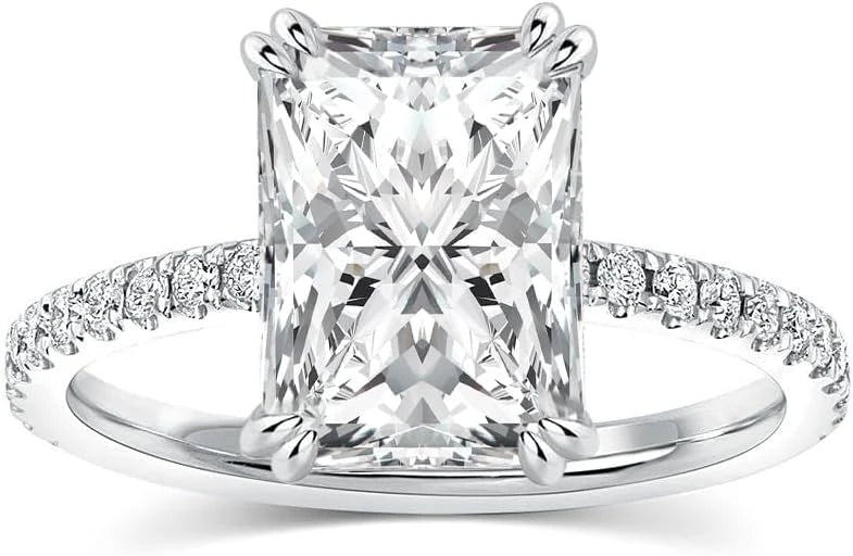 Radiant Moissanite Silver Promise Ring