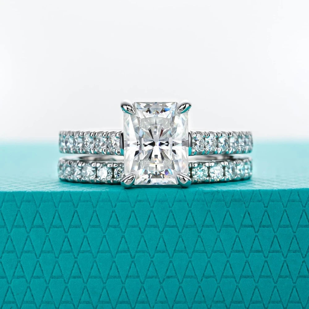 Moissanite Sterling Silver Bridal Set