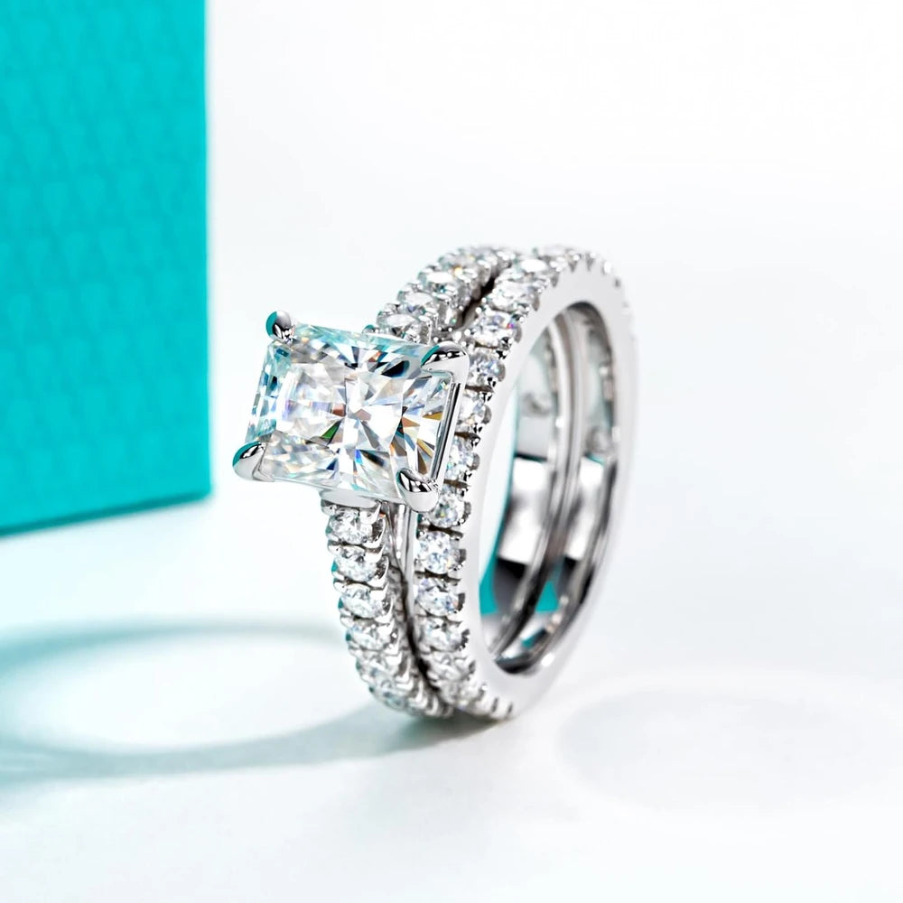 Moissanite Sterling Silver Bridal Set