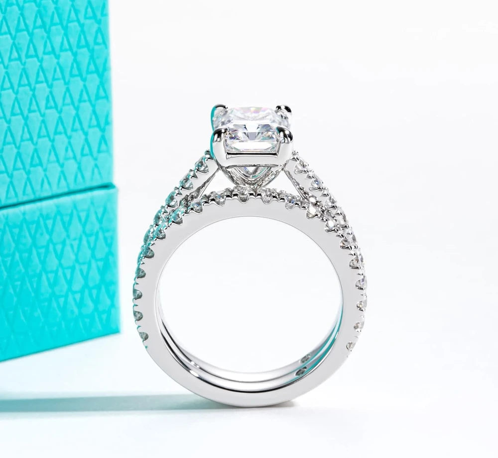 Moissanite Sterling Silver Bridal Set