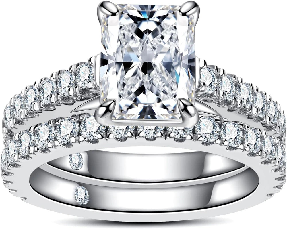 Moissanite Sterling Silver Bridal Set