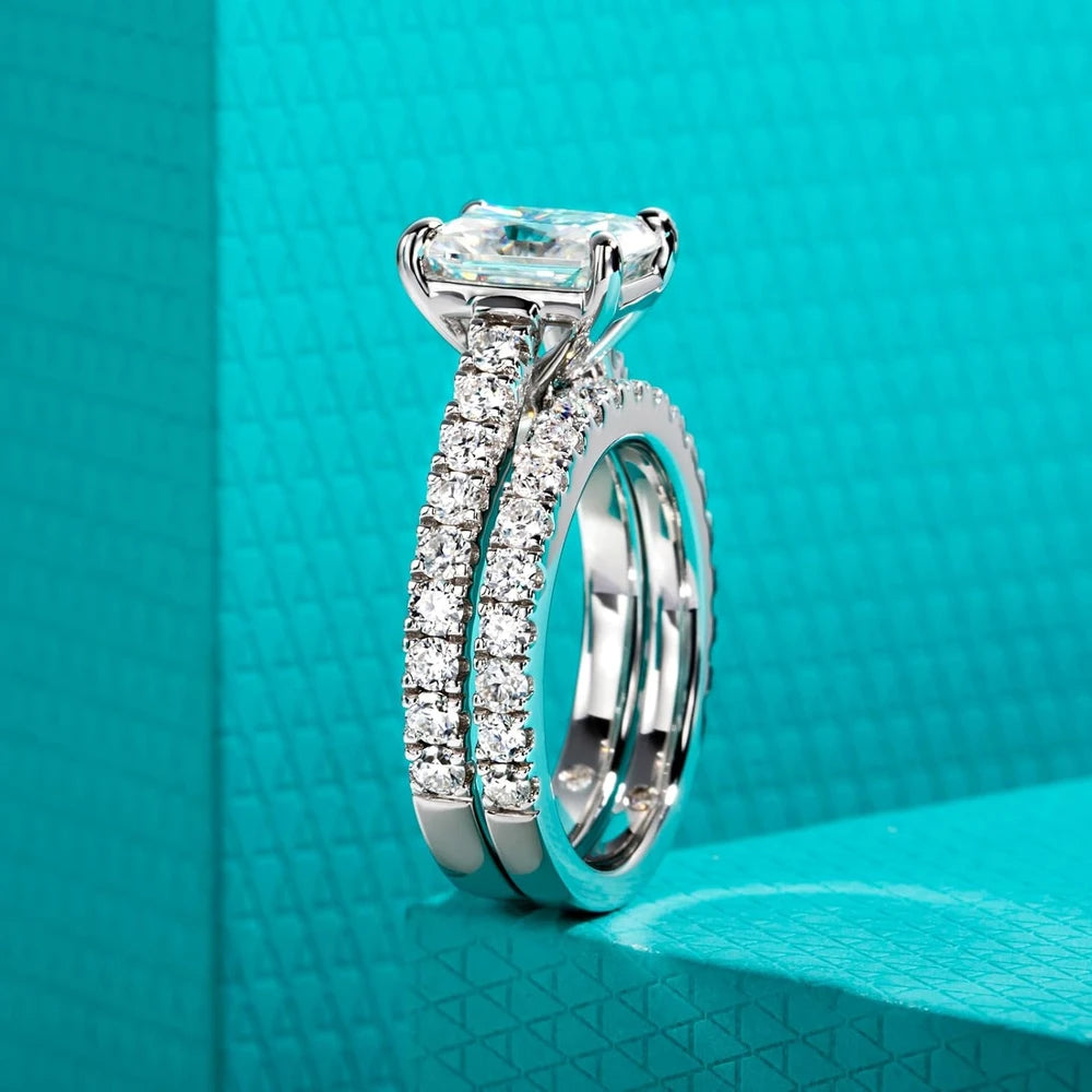 Moissanite Sterling Silver Bridal Set