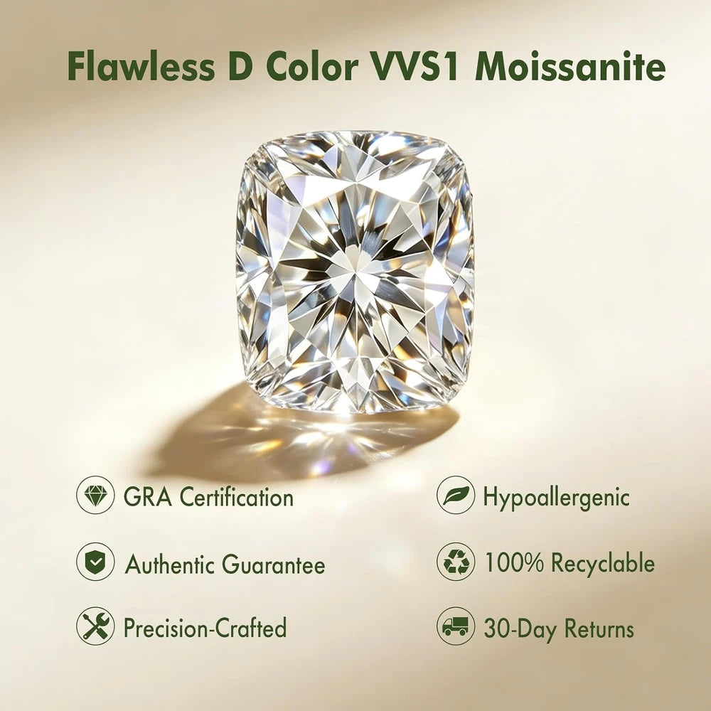 Sterling Silver Cushion Moissanite Ring