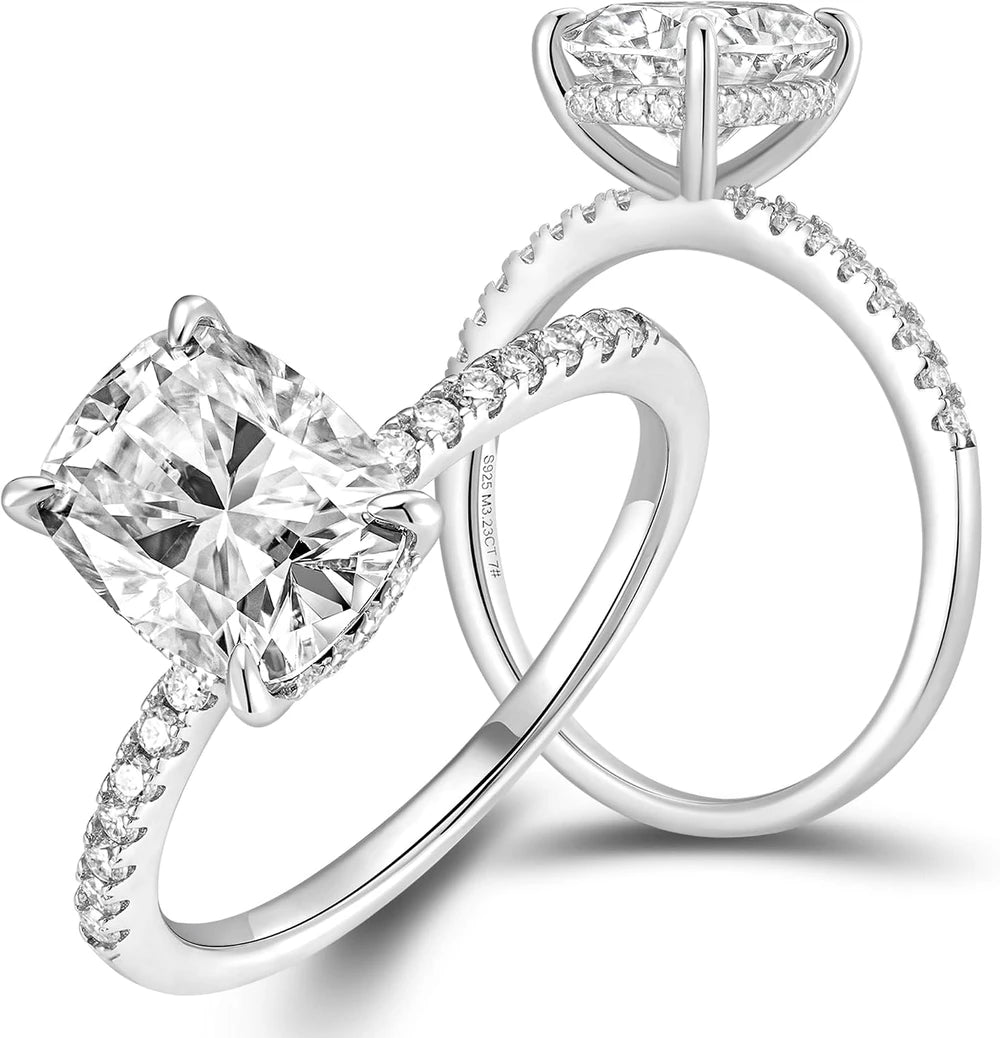 Cushion Cut Moissanite Engagement Ring