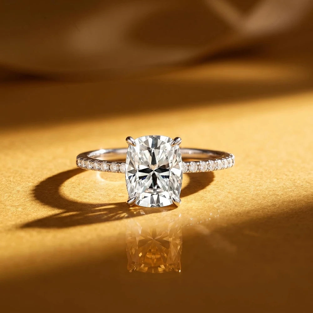 Cushion Cut Moissanite Engagement Ring