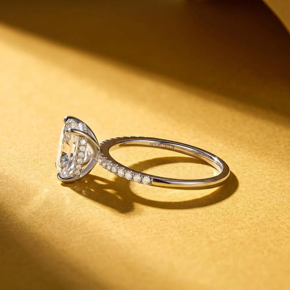 Cushion Cut Moissanite Engagement Ring