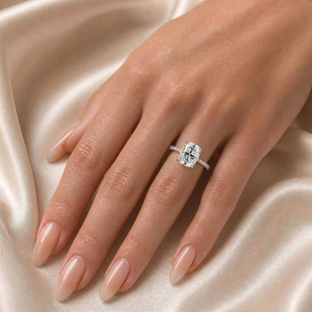 Cushion Cut Moissanite Engagement Ring