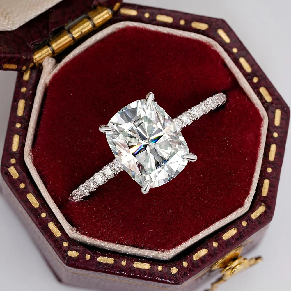 Cushion Cut Moissanite Engagement Ring