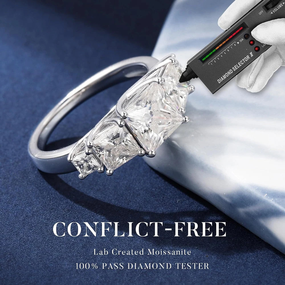 Princess Cut Moissanite Wedding Band