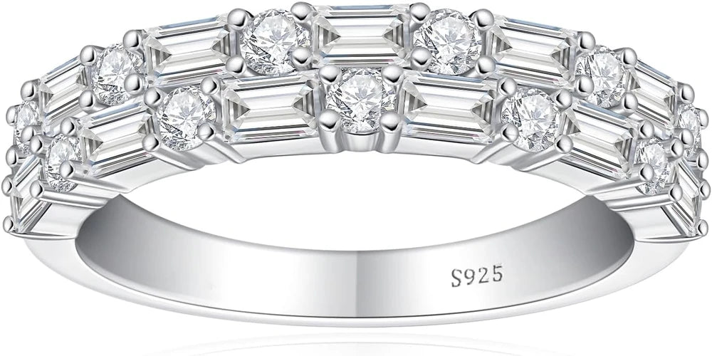 Moissanite Sterling Silver Wedding Band