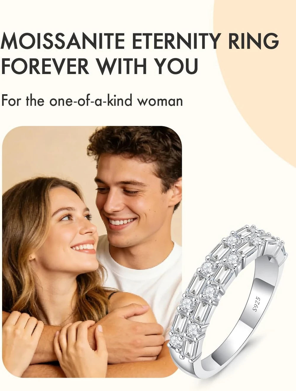 Moissanite Sterling Silver Wedding Band
