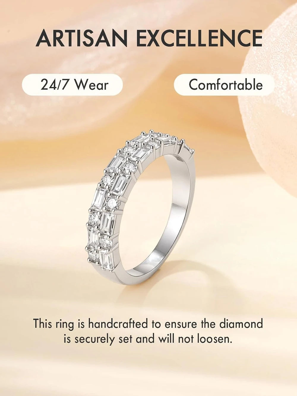 Moissanite Sterling Silver Wedding Band