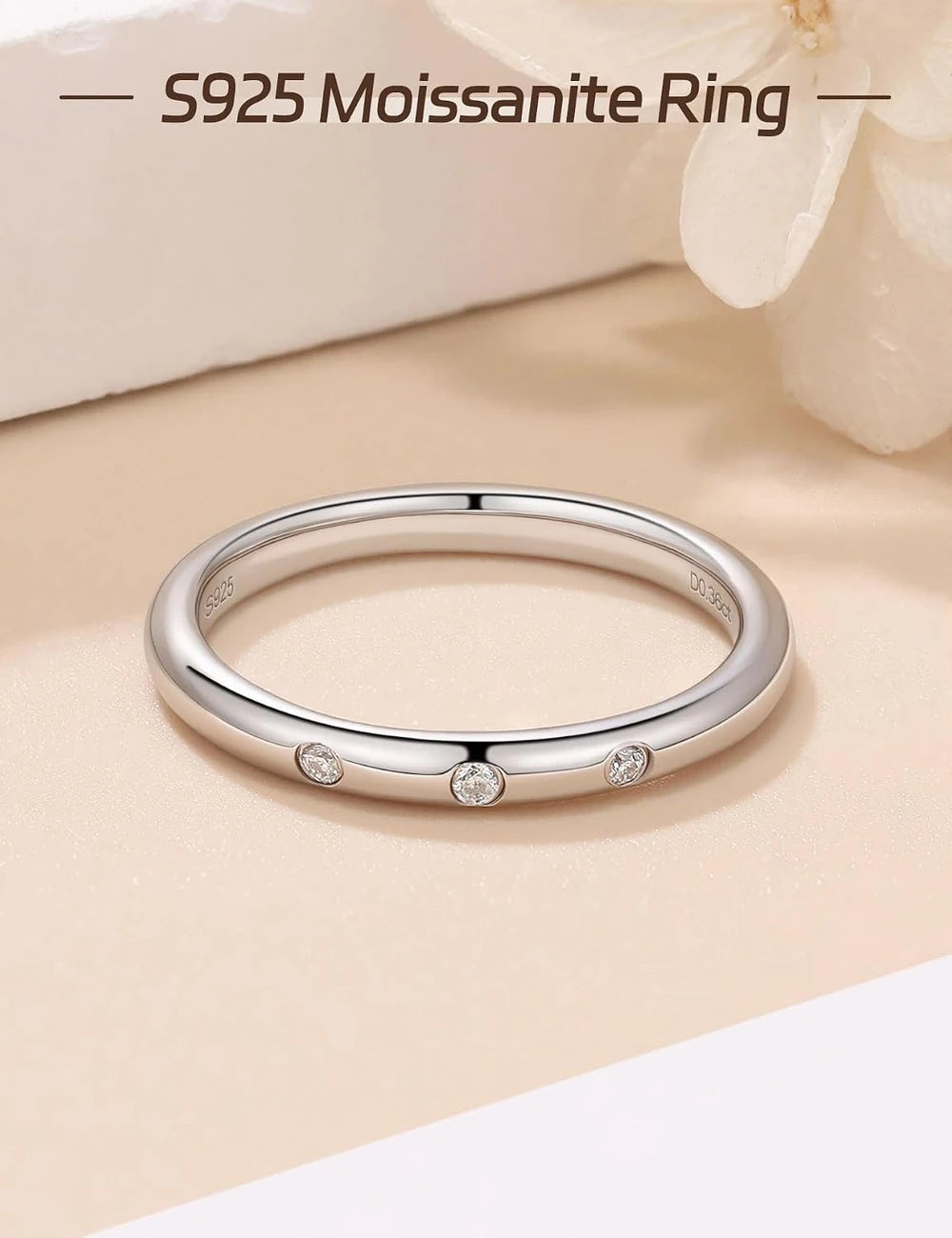 Sterling Silver Moissanite Stackable Ring