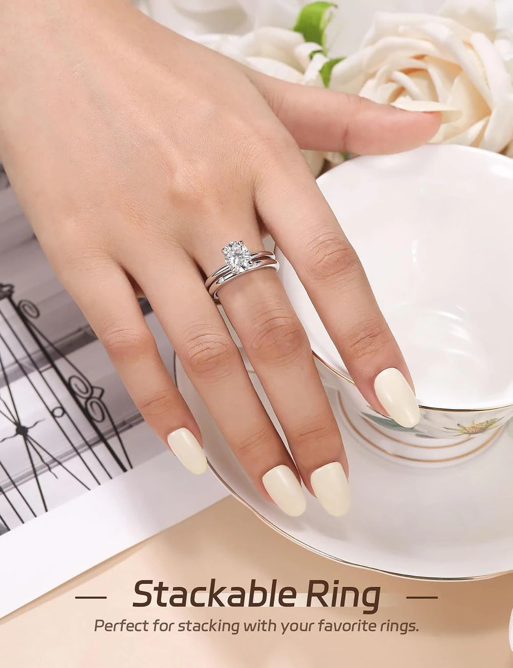 Sterling Silver Moissanite Stackable Ring