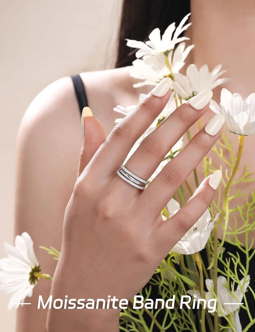 Sterling Silver Moissanite Stackable Ring