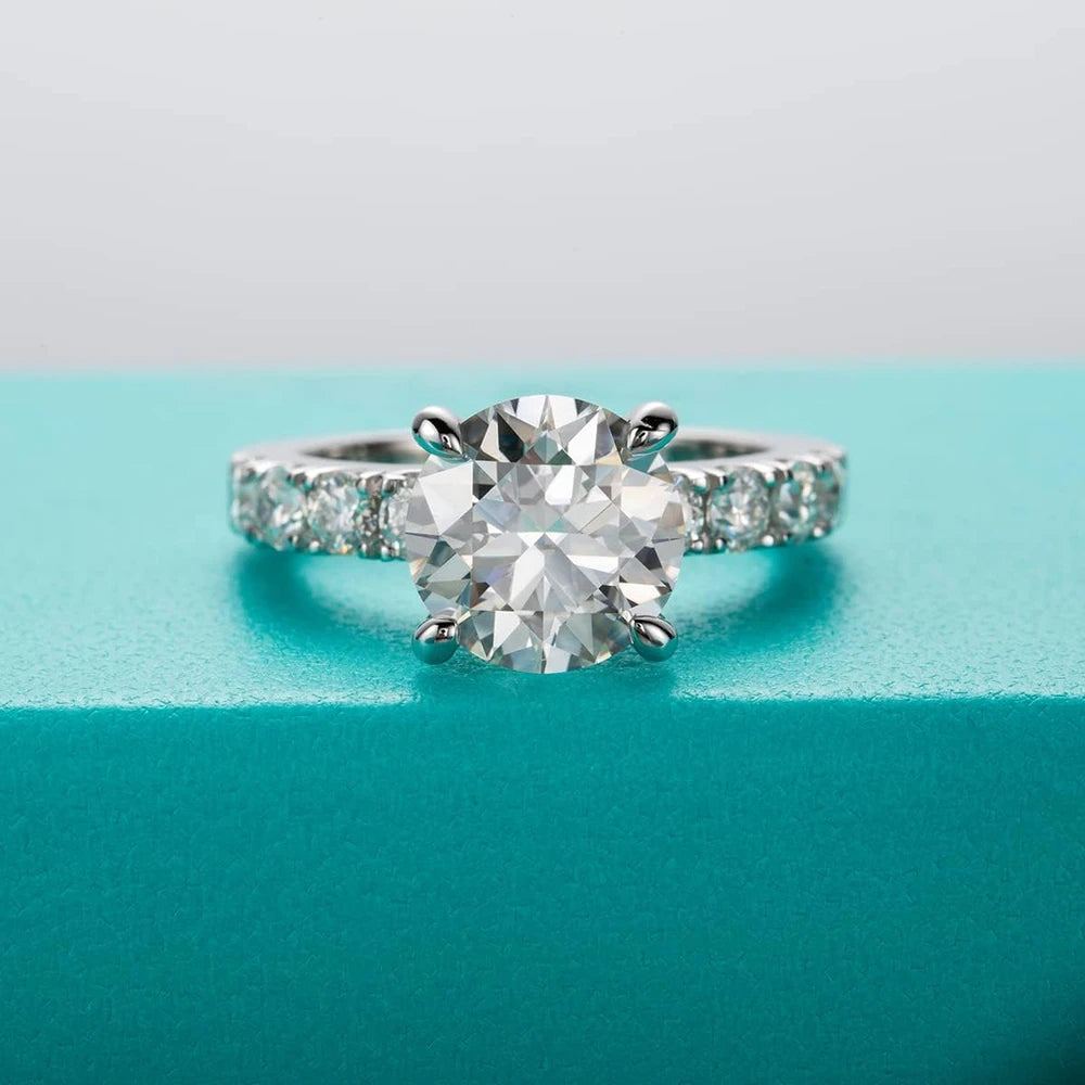 AnuClub Moissanite Sterling Silver Engagement Ring