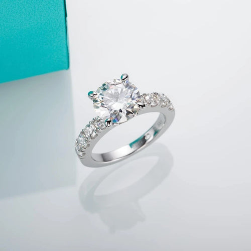 AnuClub Moissanite Sterling Silver Engagement Ring