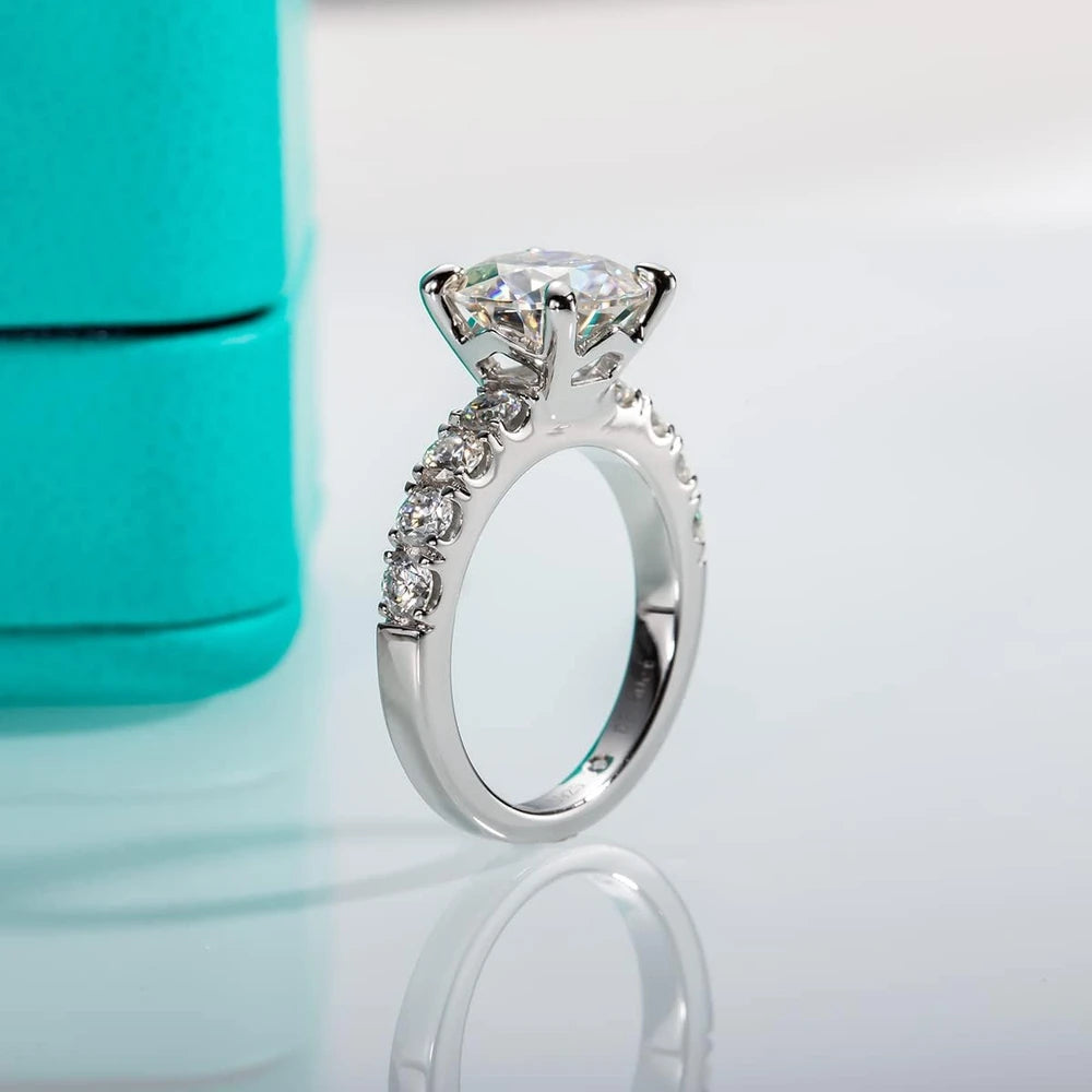 AnuClub Moissanite Sterling Silver Engagement Ring