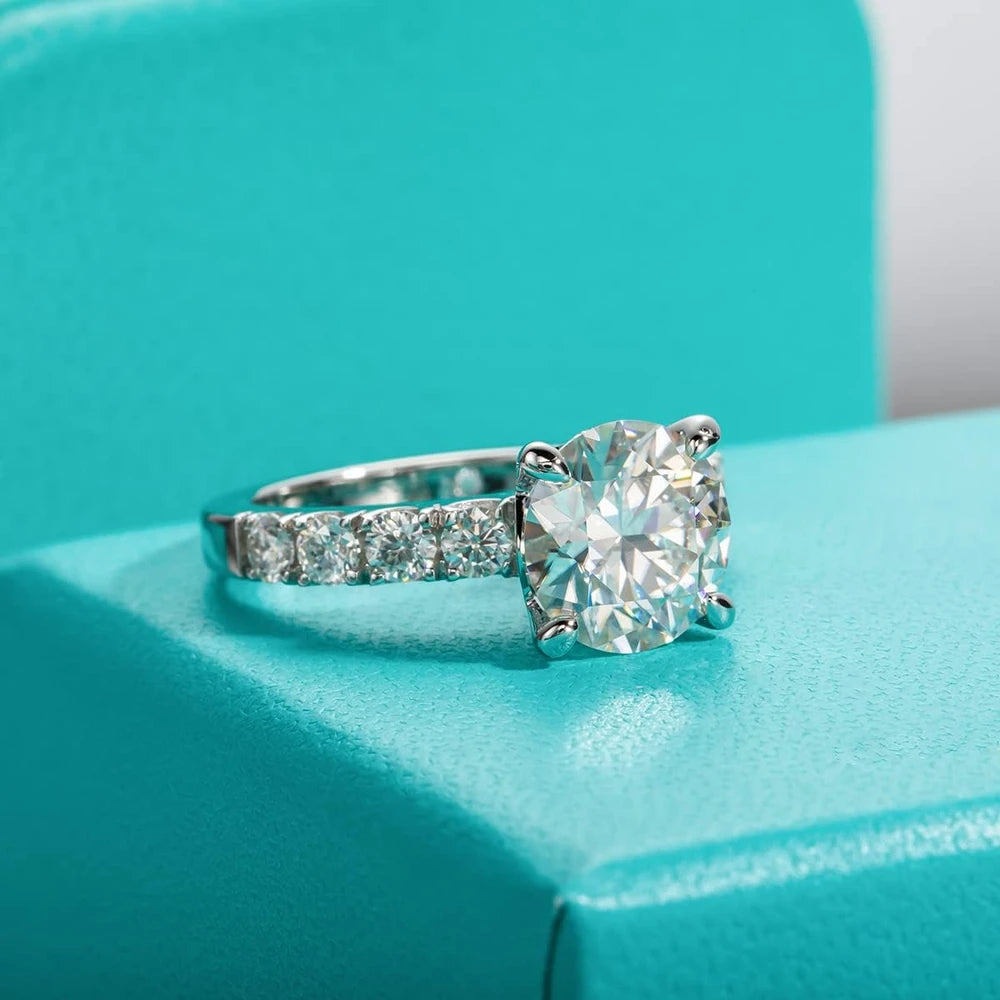 AnuClub Moissanite Sterling Silver Engagement Ring