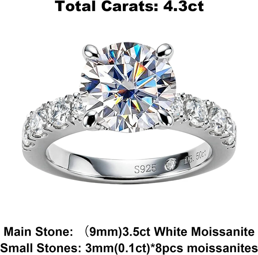 AnuClub Moissanite Sterling Silver Engagement Ring