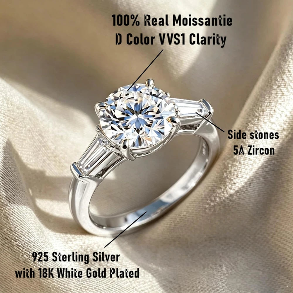 Moissanite Sterling Silver Engagement Ring