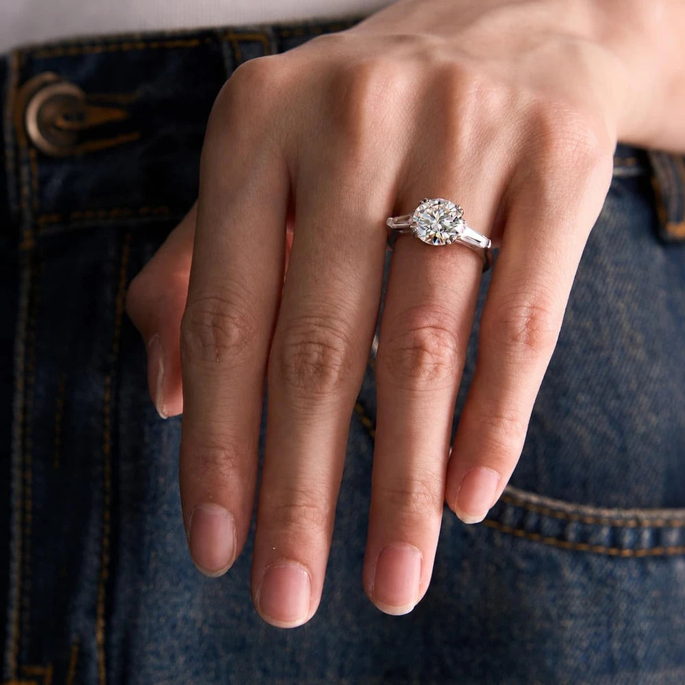 Moissanite Sterling Silver Engagement Ring