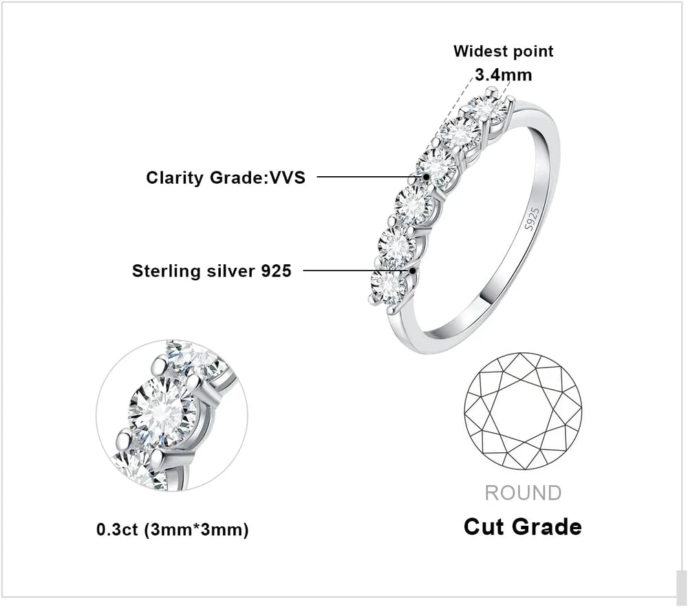Sterling Silver Moissanite Wedding Band