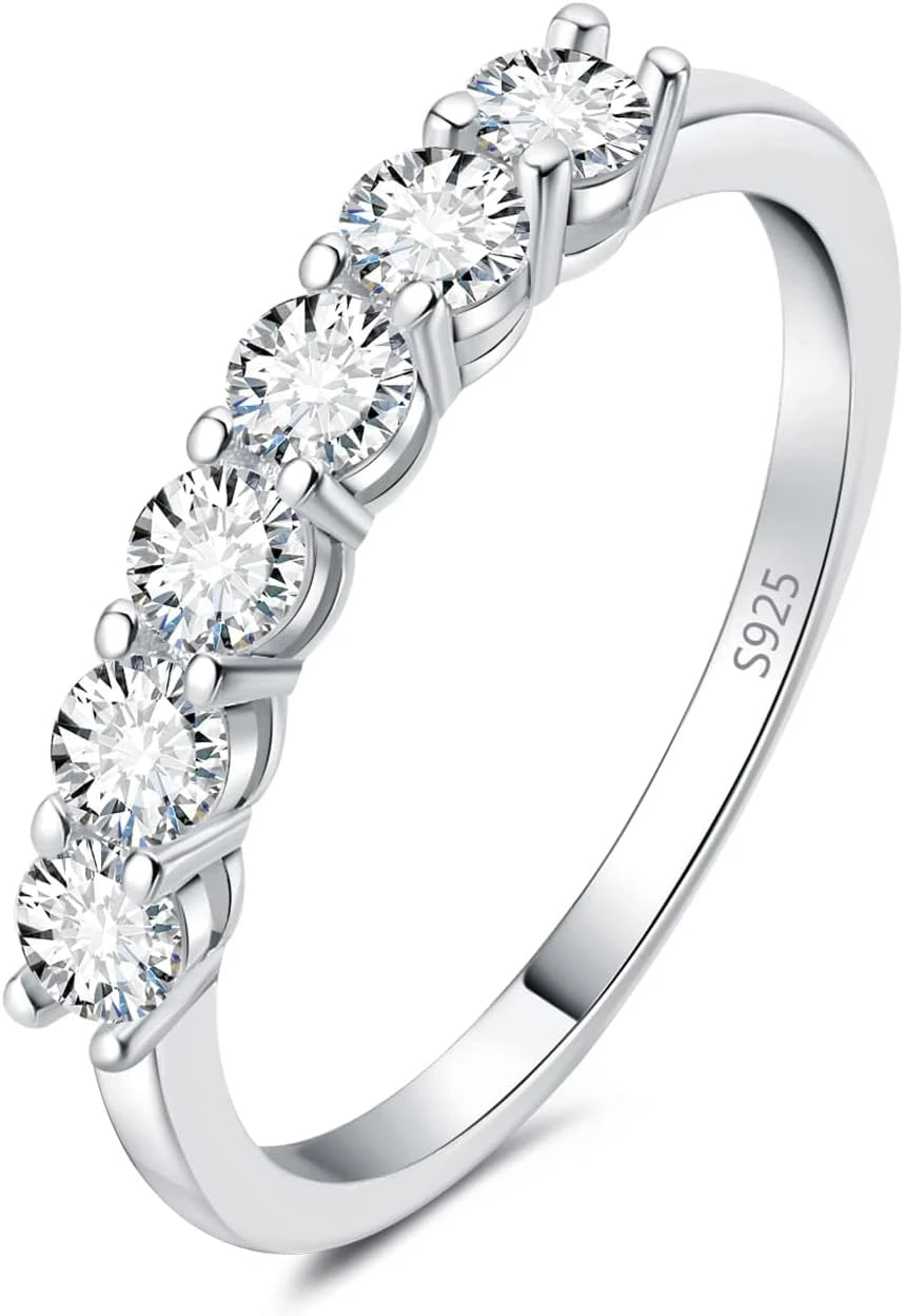 Sterling Silver Moissanite Wedding Band