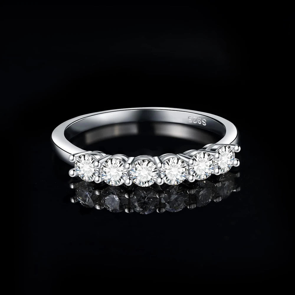 Sterling Silver Moissanite Wedding Band