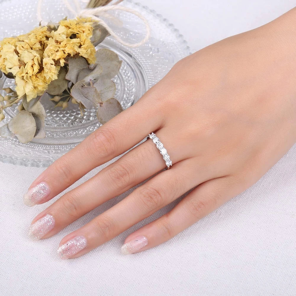 Sterling Silver Moissanite Wedding Band