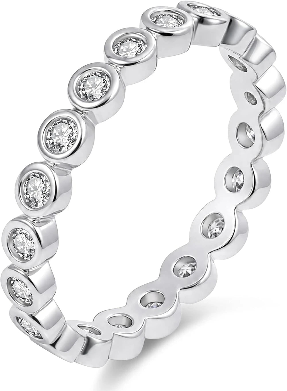 Moissanite Bezel Set Eternity Ring