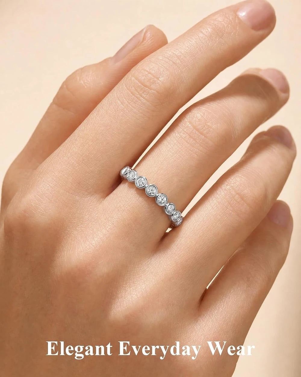 Moissanite Bezel Set Eternity Ring