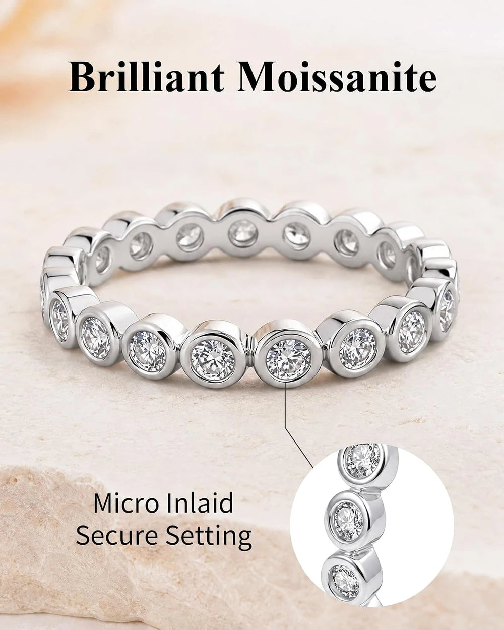 Moissanite Bezel Set Eternity Ring