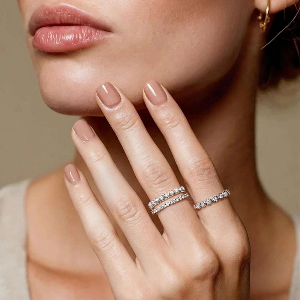 Moissanite Bezel Set Eternity Ring