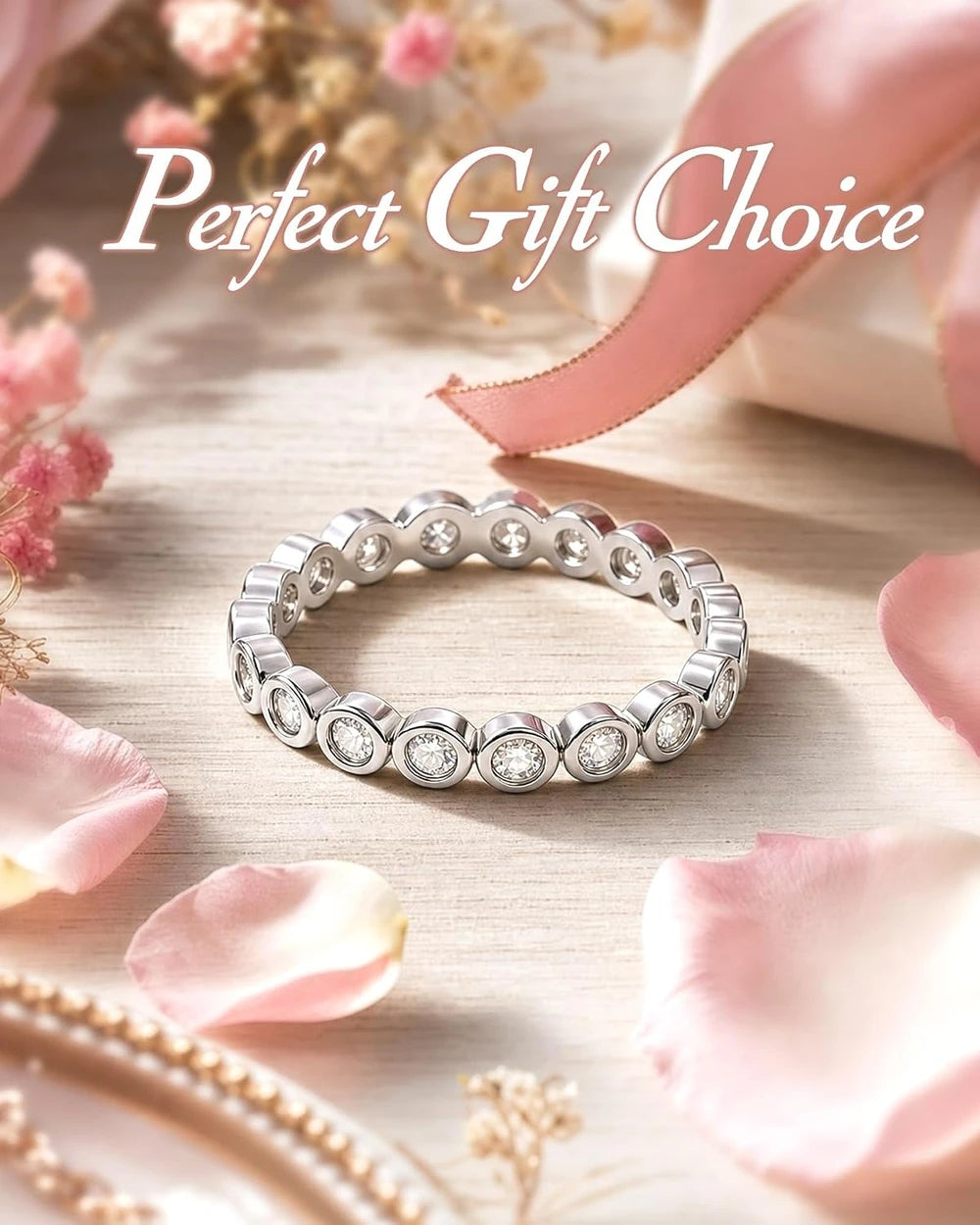 Moissanite Bezel Set Eternity Ring