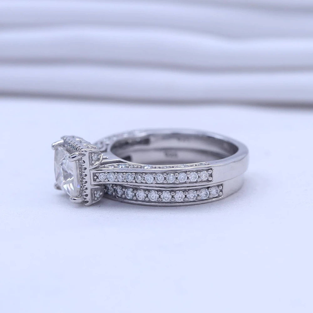 Princess Cut Halo Bridal Set