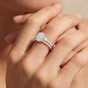 Moissanite Cushion Halo Bridal Set