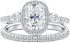 Moissanite Cushion Halo Bridal Set
