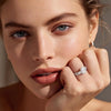 Moissanite Cushion Halo Bridal Set