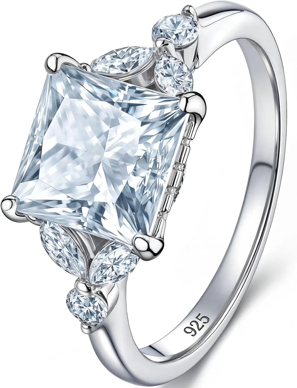 Sterling Silver Princess Moissanite Ring