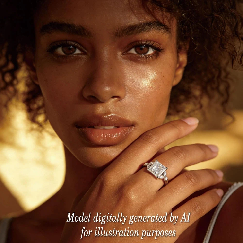 Sterling Silver Princess Moissanite Ring