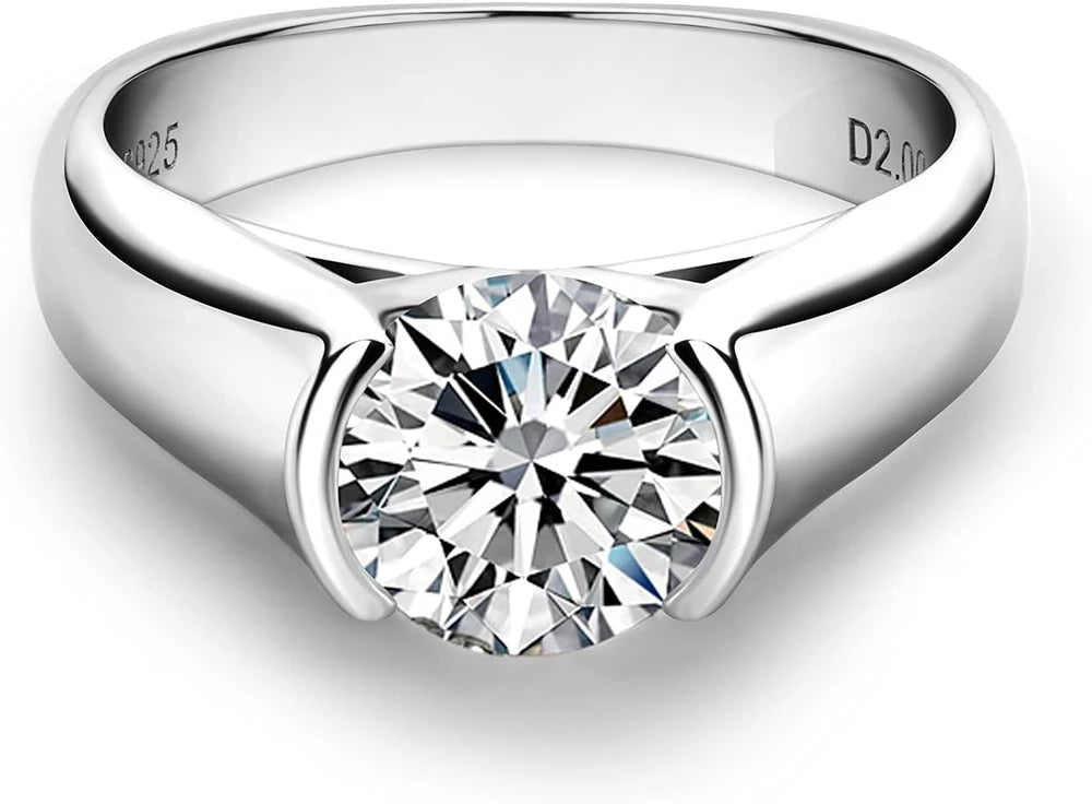 Cannycat Moissanite Half Bezel Engagement Ring