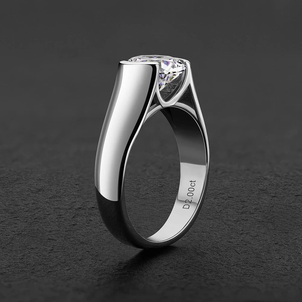 Cannycat Moissanite Half Bezel Engagement Ring