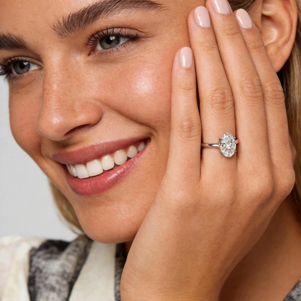 Oval Moissanite Solitaire Ring