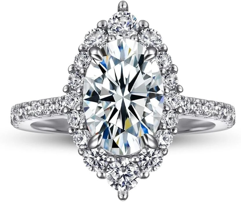 Oval Moissanite Silver Eternity Ring
