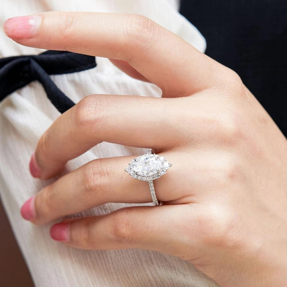 Oval Moissanite Silver Eternity Ring