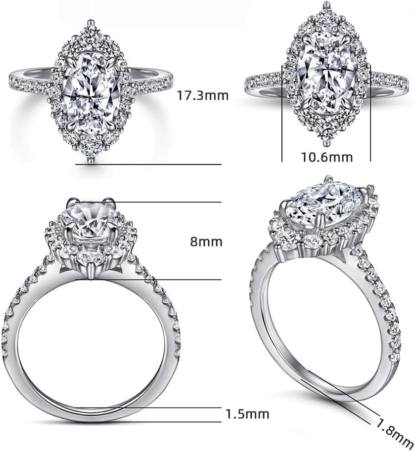 Oval Moissanite Silver Eternity Ring
