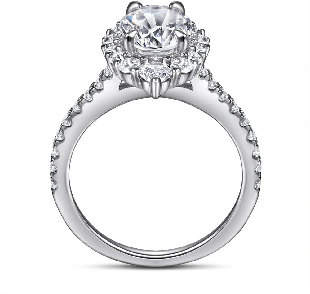Oval Moissanite Silver Eternity Ring