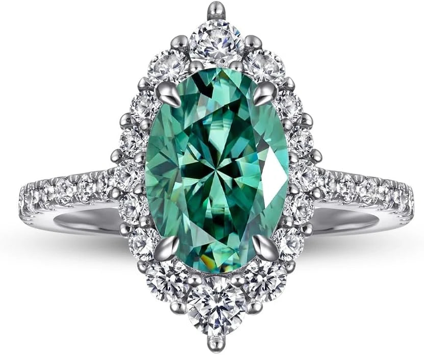 Oval Moissanite Silver Eternity Ring