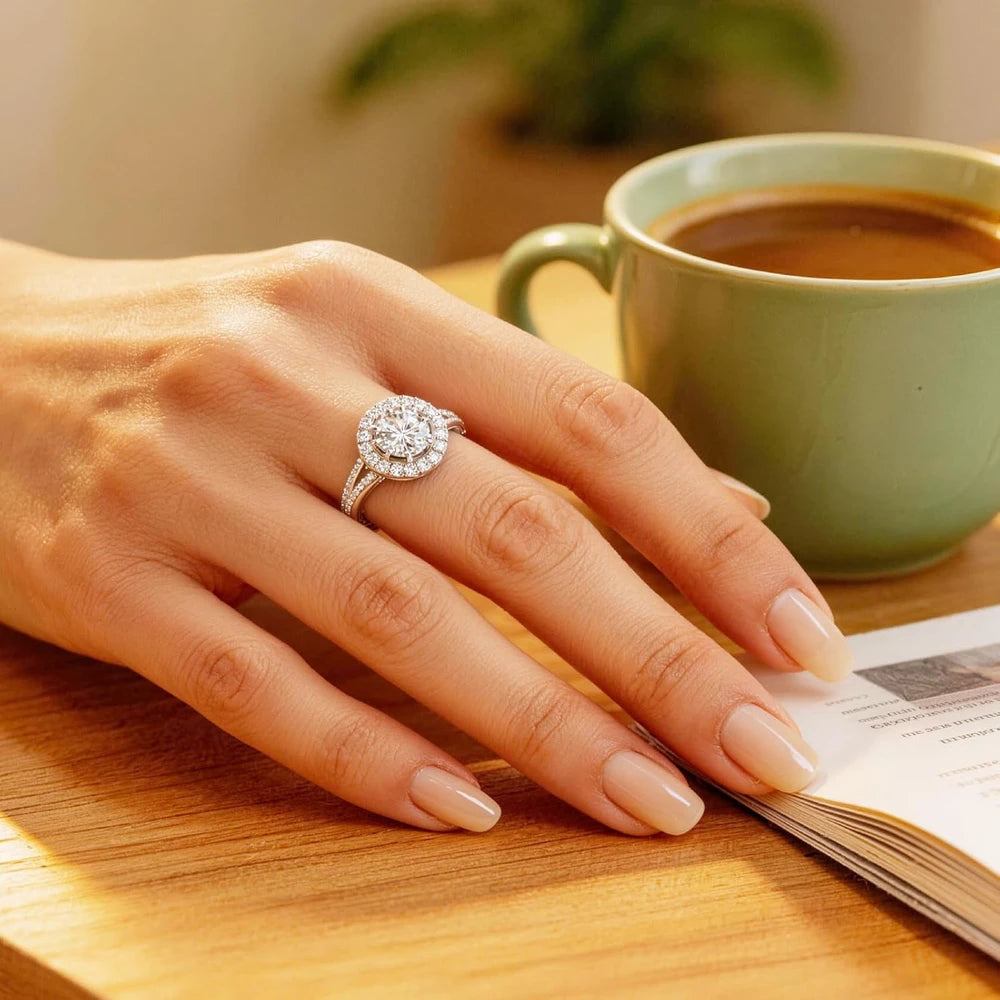 Moissanite Solitaire Sterling Silver Ring
